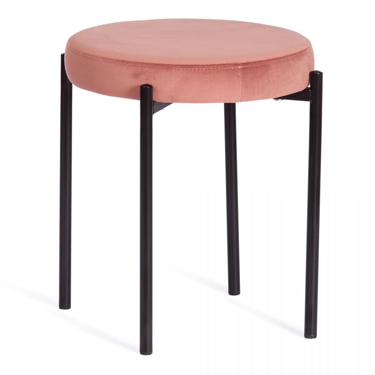 Табурет REVO (mod. 7034) ткань-металл, 44 х 44 х 47 см, коралловый barkhat 15 -черный