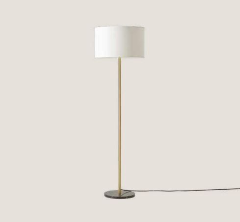 Торшер Hedra латунный металл - черный мрамор + абажур 801011-41