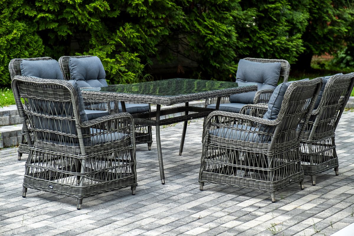 "Цесена" обеденная группа плетеная из искусственного ротанга, цвет графит