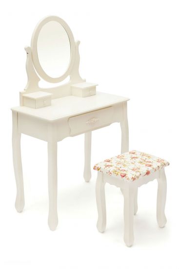 Туалетный столик с зеркалом и табуретом Secret De Maison COIFFEUSE ( mod. HX15-075 ) дерево павловния, мдф, 70x40x130см - 36x38x44см, butter white (слоновая кость)