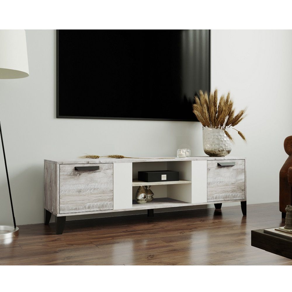 Тумба под телевизор Парус-7, дуб юкон-белый