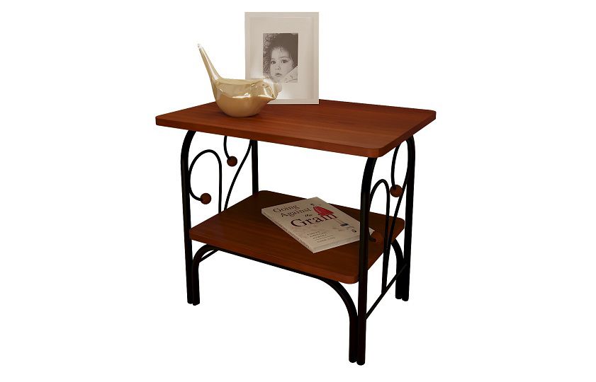 Тумба прикроватная МК-7 (ММД 202)-Металл-ЛДСП-Черный-Орех