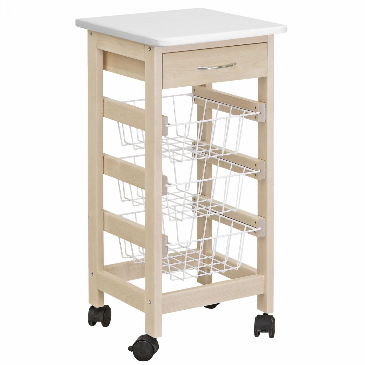 Тумба с ящиком и корзинами белый-лак