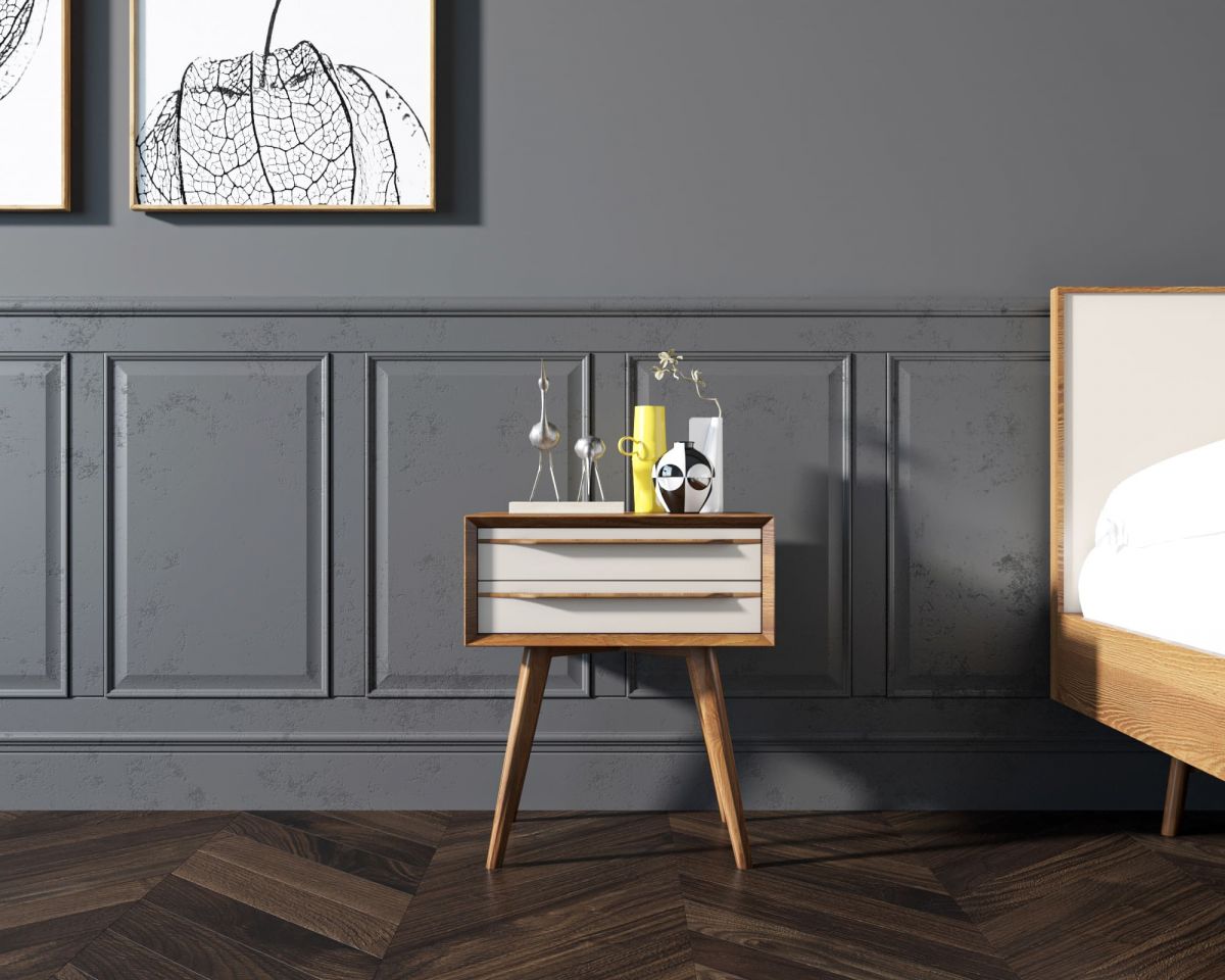 Тумба в Скандинавском стиле "Bruni white" с двумя ящиками арт BR-12WH