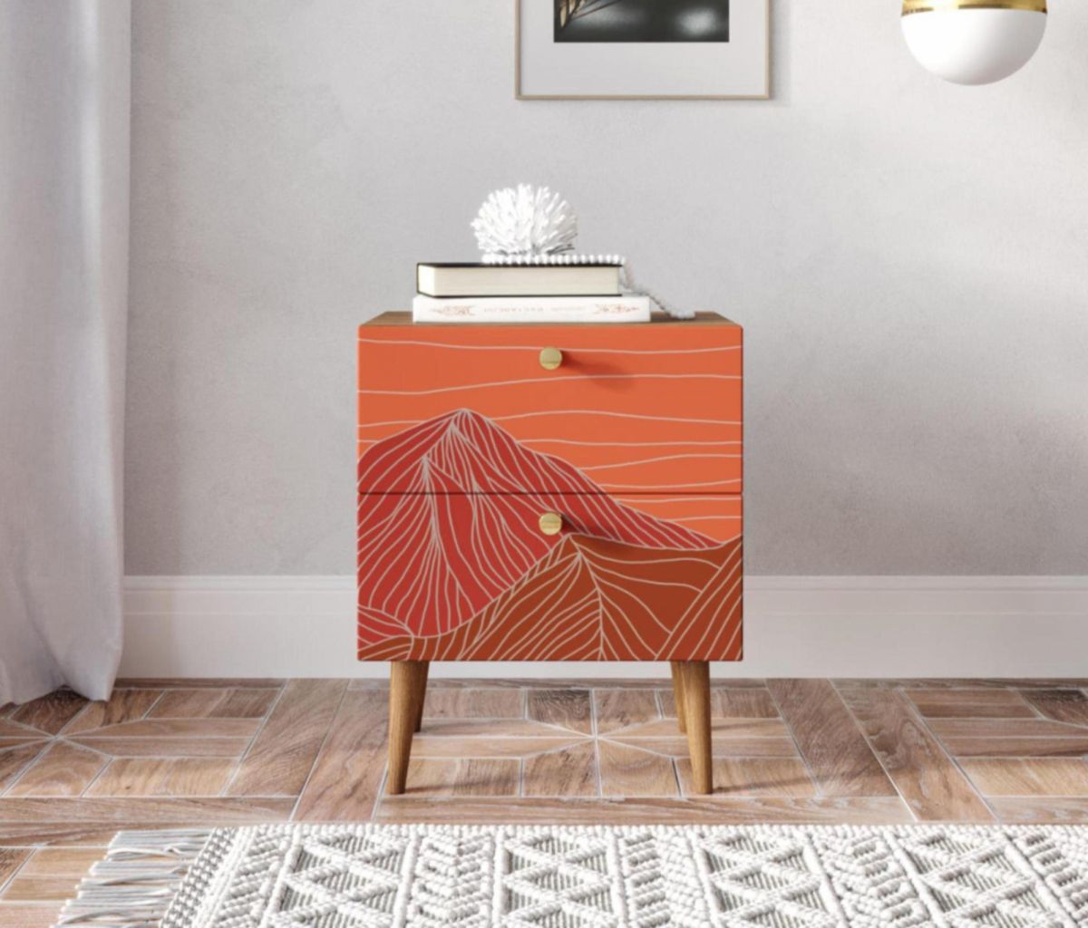 Тумбочка "Berber" с двумя ящиками 49 принт арт BB03-Print_49