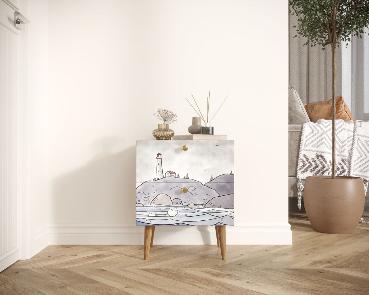 Тумбочка "Berber" с двумя ящиками 51 принт арт BB03-Print_51