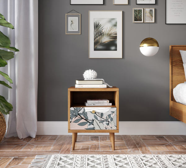 Тумбочка "Berber" с одним ящиком 50 принт арт BB06-Print_50