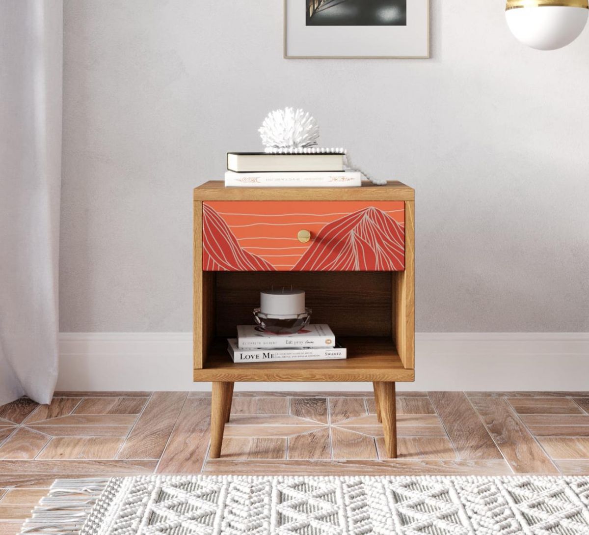 Тумбочка "Berber" с открытой полкой 49 принт арт BB33-Print_49