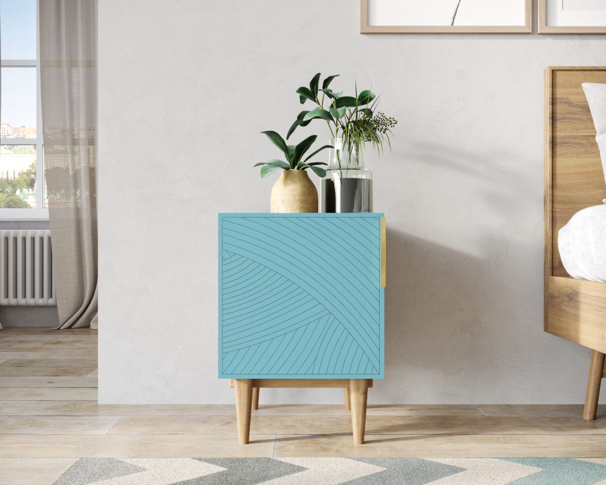 Тумбочка с дверкой "Line" LN08-GR1-blue