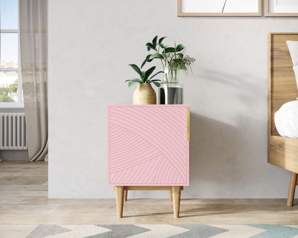 Тумбочка с дверкой "Line" LN08-GR1-pink