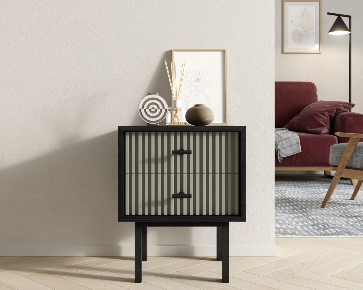 Тумбочка с двумя ящиками "Emerson" арт EM16-gray-L