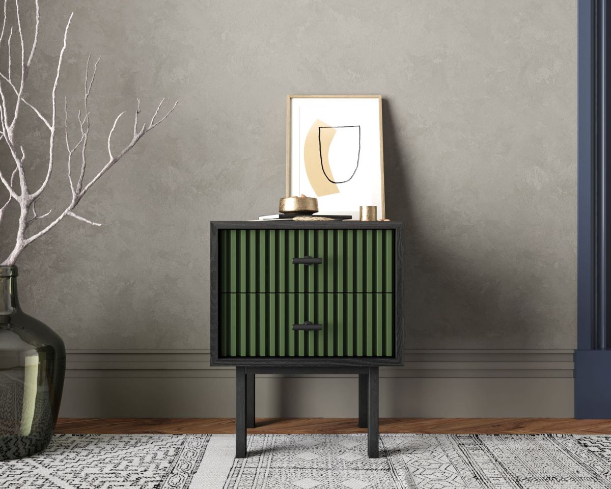 Тумбочка с двумя ящиками "Emerson" арт EM16-green-L