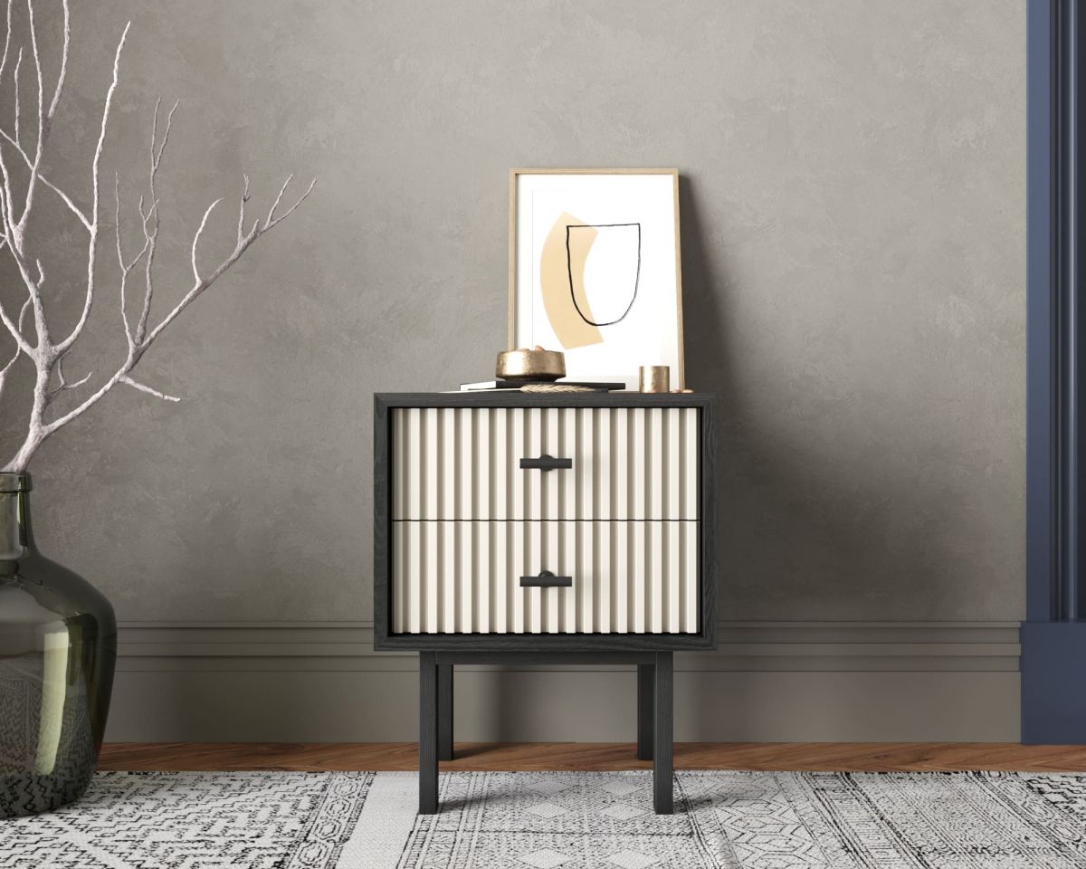 Тумбочка с двумя ящиками "Emerson" арт EM16-milky-L