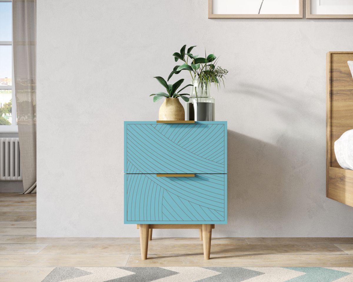 Тумбочка с двумя ящиками "Line" LN07-GR1-blue