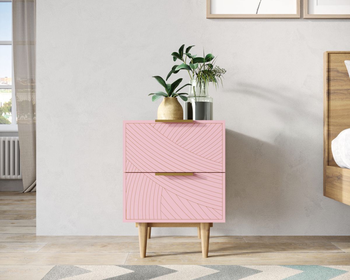 Тумбочка с двумя ящиками "Line" LN07-GR1-pink