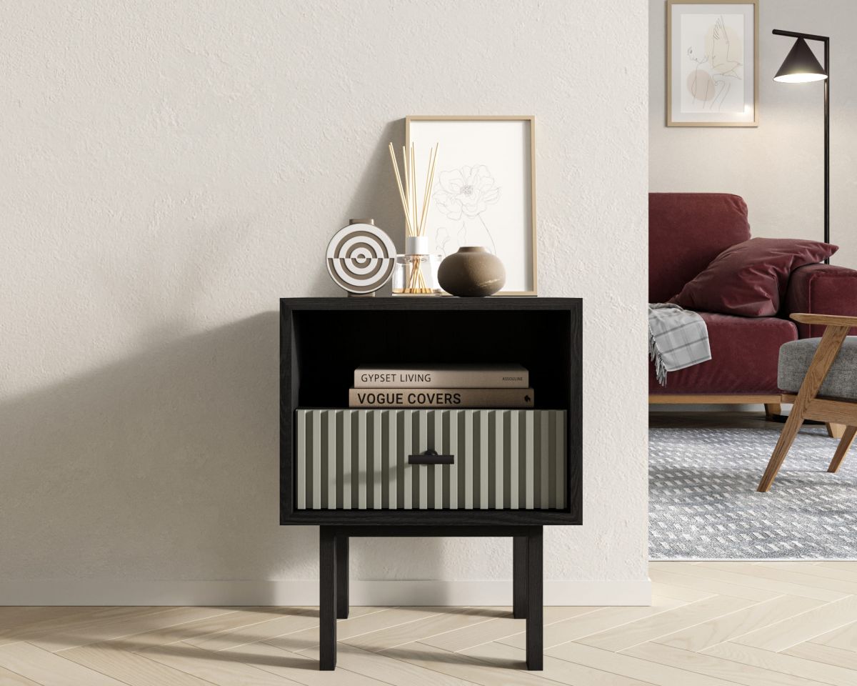 Тумбочка с нижним ящиком "Emerson" арт EM17-gray-L