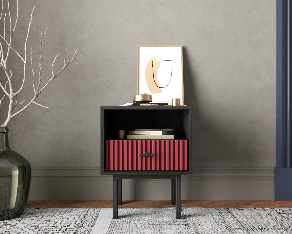 Тумбочка с нижним ящиком "Emerson" арт EM17-red-L