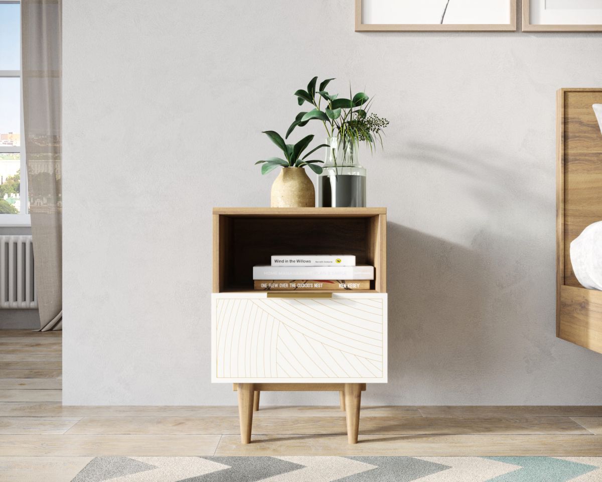 Тумбочка с нижним ящиком "Line" LN09-GR1-beige