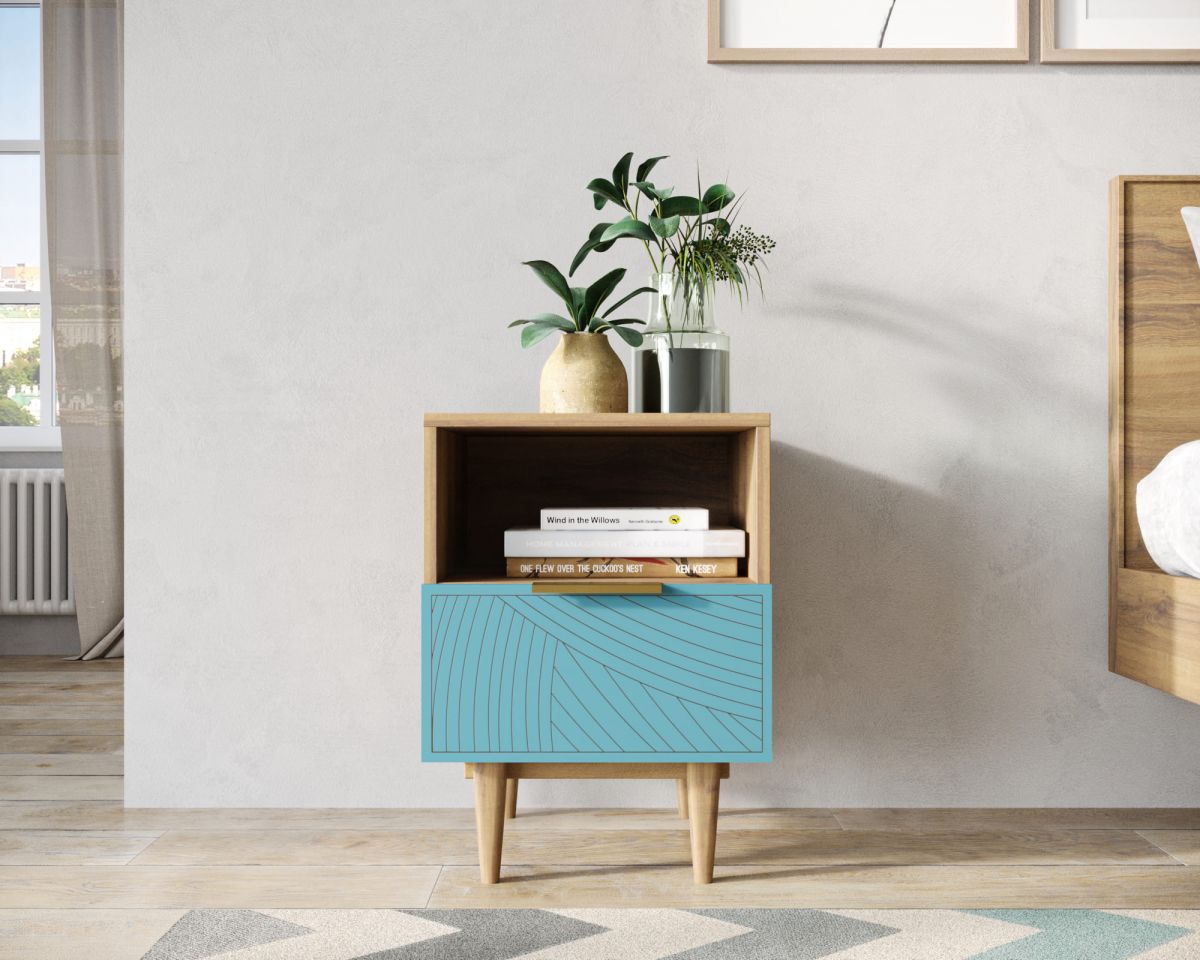 Тумбочка с нижним ящиком "Line" LN09-GR1-blue