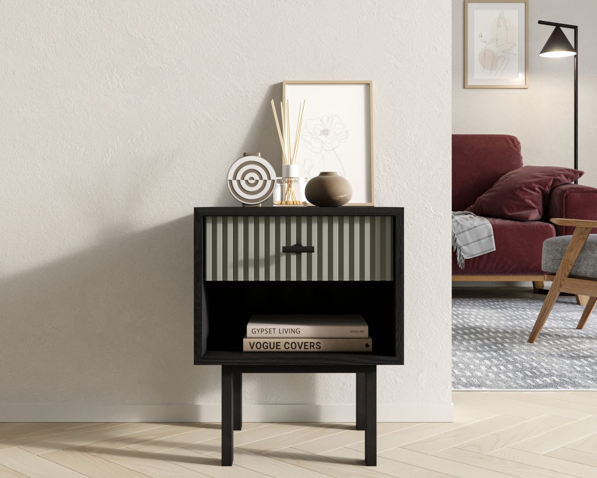 Тумбочка с верхним ящиком "Emerson" арт EM11-gray-L