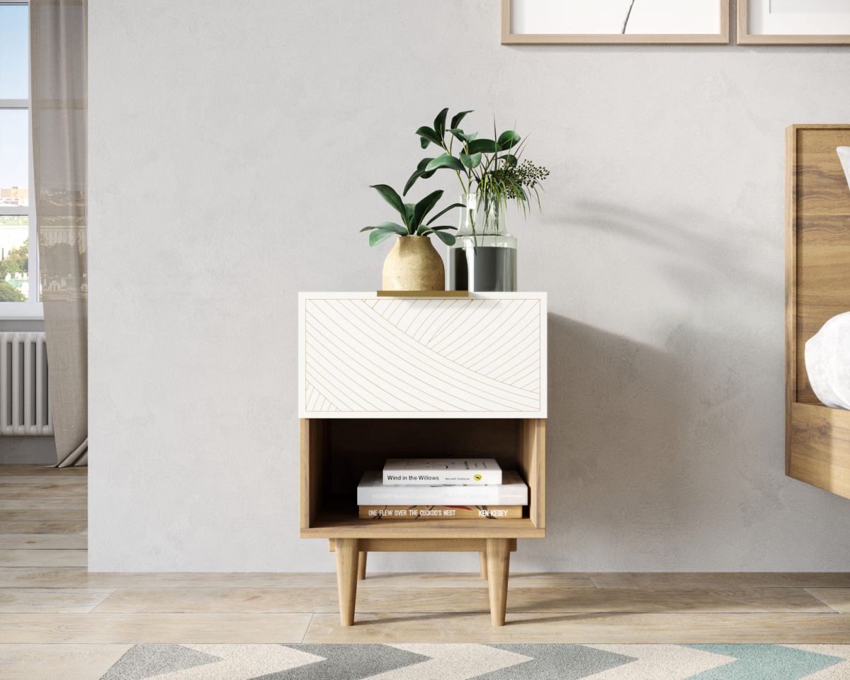 Тумбочка с верхним ящиком "Line" LN10-GR1-beige