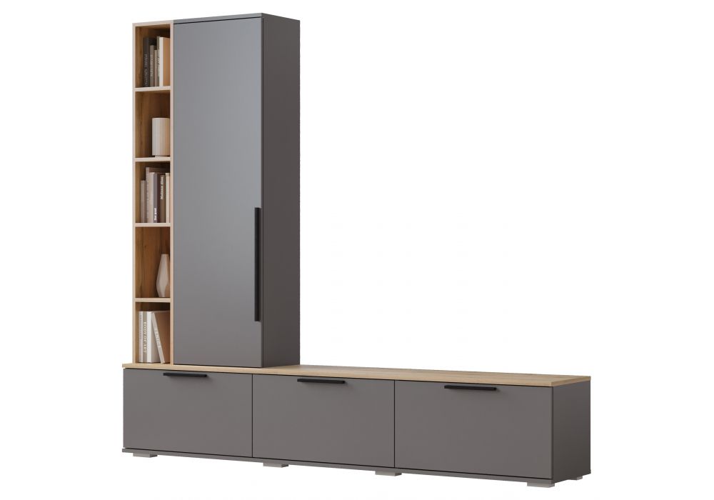 ТВ-тумба Филеста графит - дуб вотан