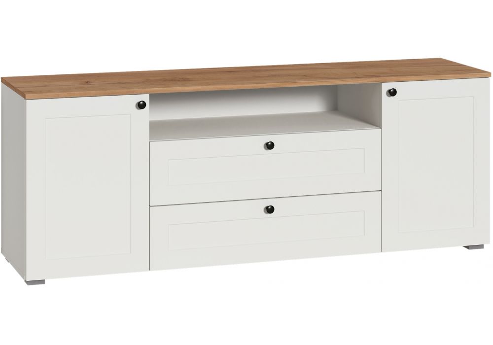 ТВ-тумба Опра белый шагрень - дуб золотой craft