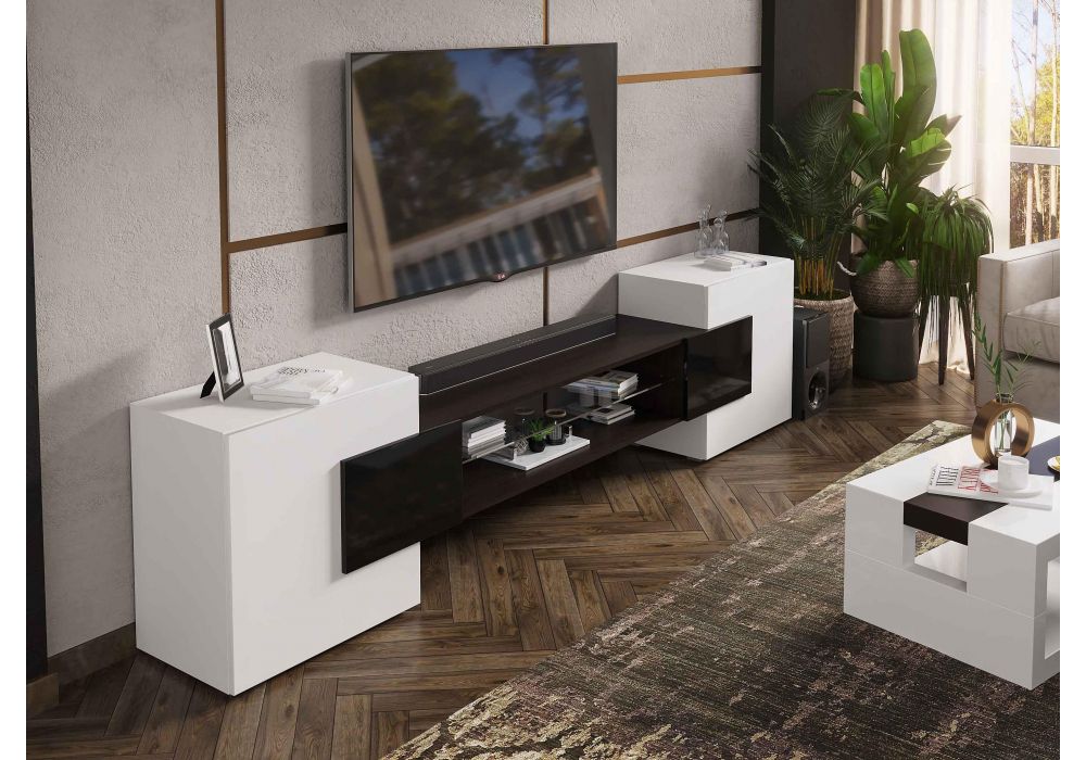 ТВ-тумбы Лисмор белый - черный глянец