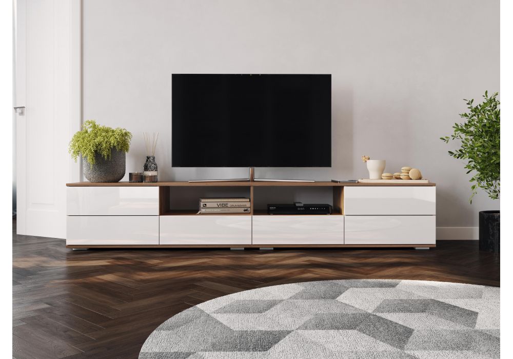 ТВ-тумбы Маллоу дуб вотан - белый глянец