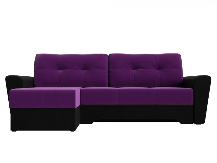 28227L Угловой диван Амстердам левый угол | Микровельвет | Фиолетовый | Черный