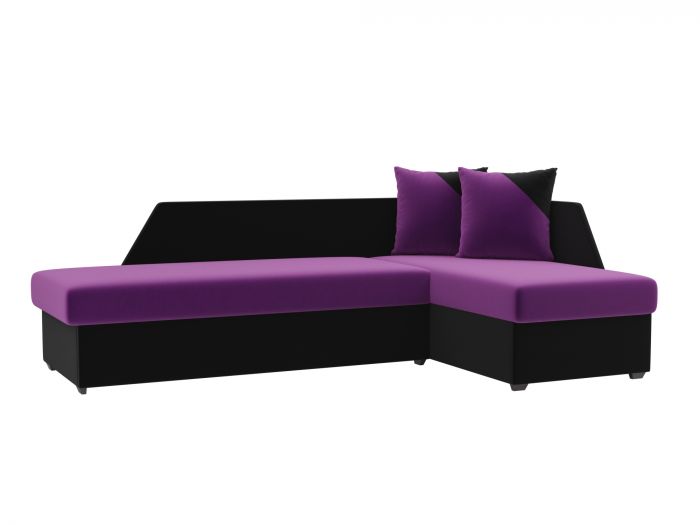 102669 Угловой диван Андора | Микровельвет | Фиолетовый | Черный