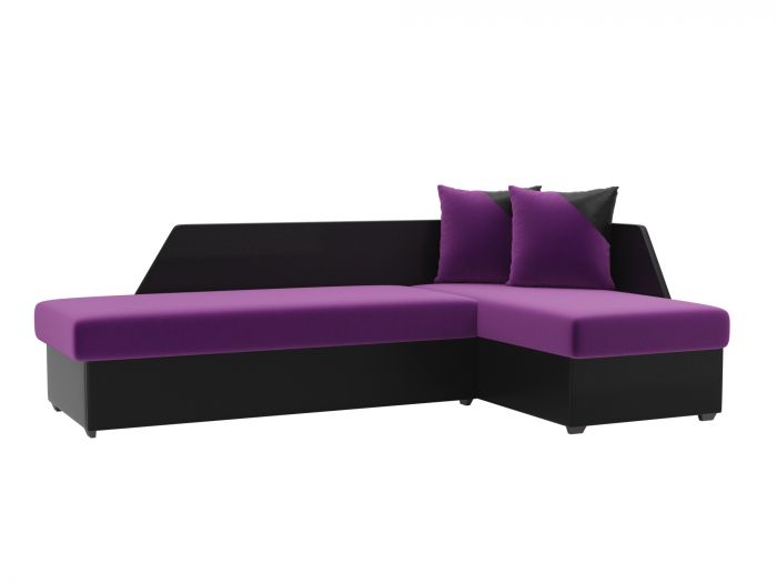 102689 Угловой диван Андора | Микровельвет | Экокожа | Фиолетовый | Черный