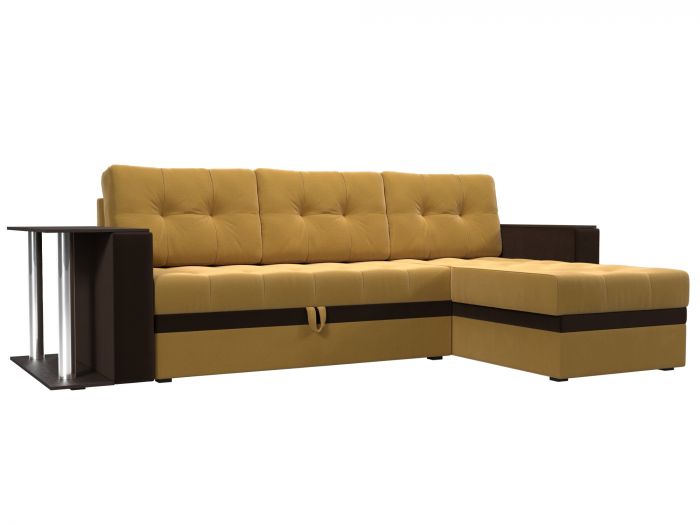 110808 Угловой диван Атланта М правый угол | Микровельвет | Желтый | коричневый