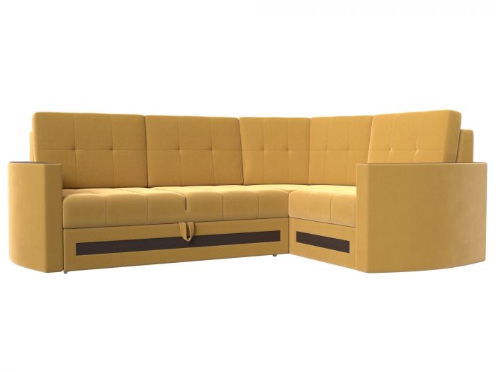 117630 Угловой диван Белла правый угол | Микровельвет | Желтый