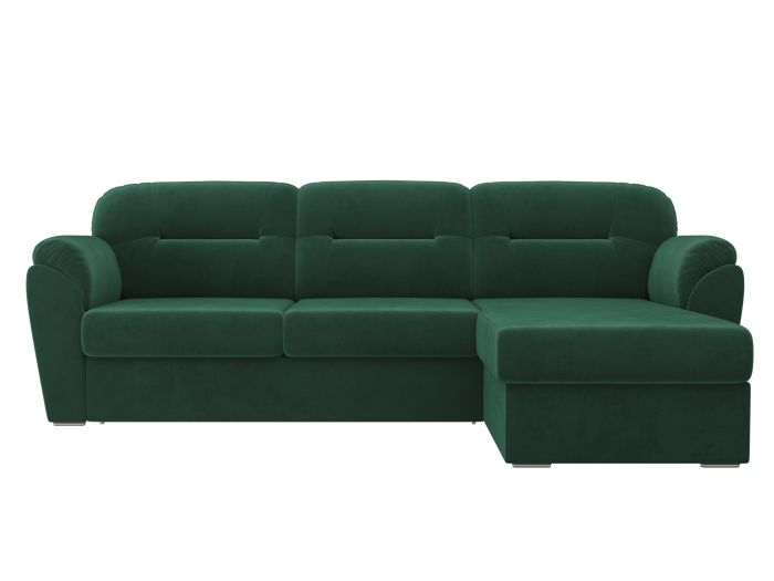 100529 Угловой диван Бостон | Велюр | Зеленый
