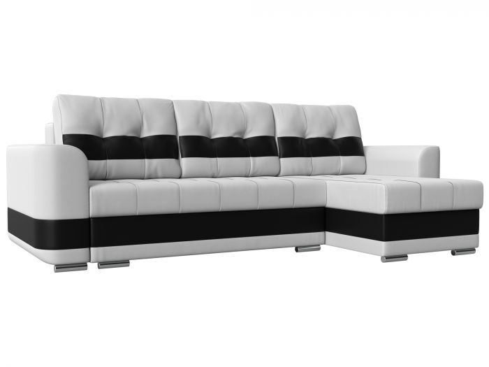 110159 Угловой диван Честер правый угол | Экокожа | Белый | Черный