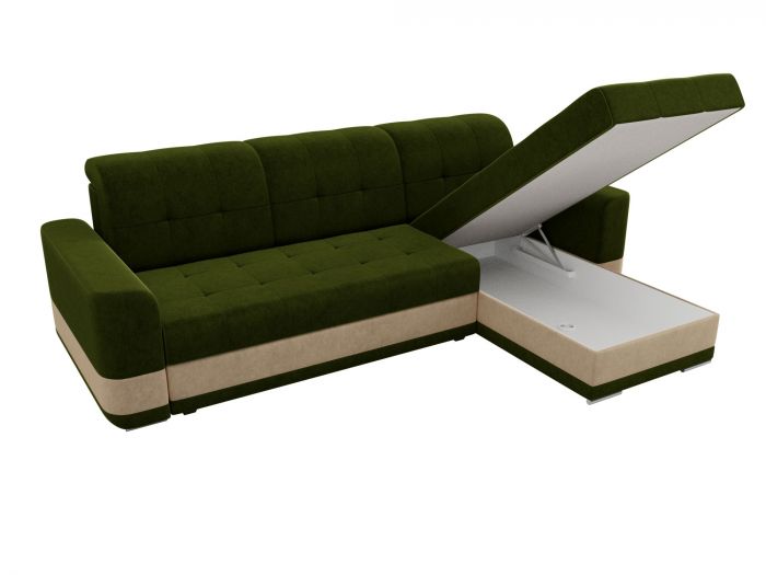 100017 Угловой диван Честер | Микровельвет | Зеленый