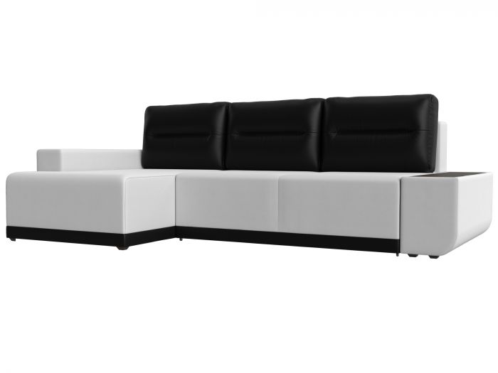 110768L Угловой диван Чикаго левый угол | Экокожа | Белый | Черный