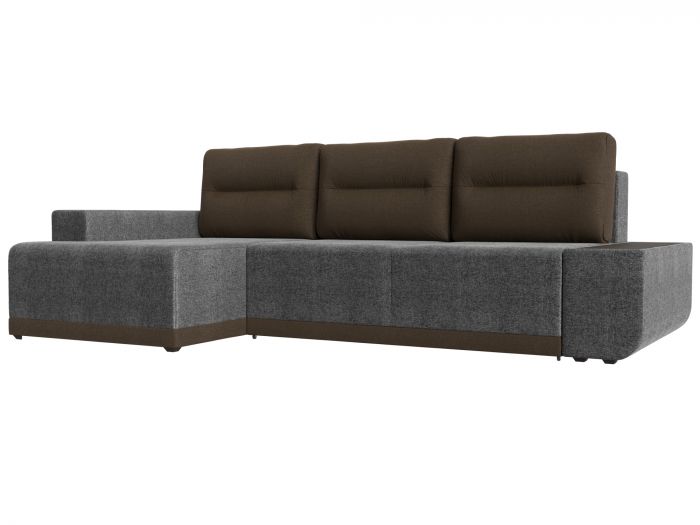 110779L Угловой диван Чикаго левый угол | Рогожка | Серый | коричневый