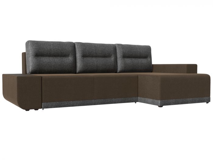 110776 Угловой диван Чикаго правый угол | Рогожка | коричневый | Серый