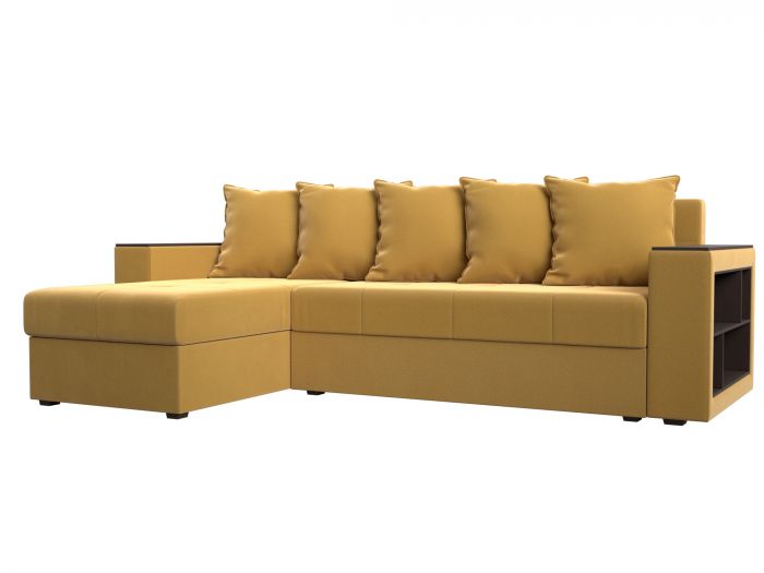 114165L Угловой диван Дубай Лайт угол левый | Микровельвет | Желтый