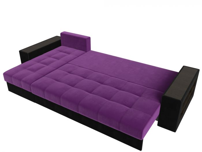 105799L Угловой диван Дубай левый угол | Микровельвет | Фиолетовый | Черный