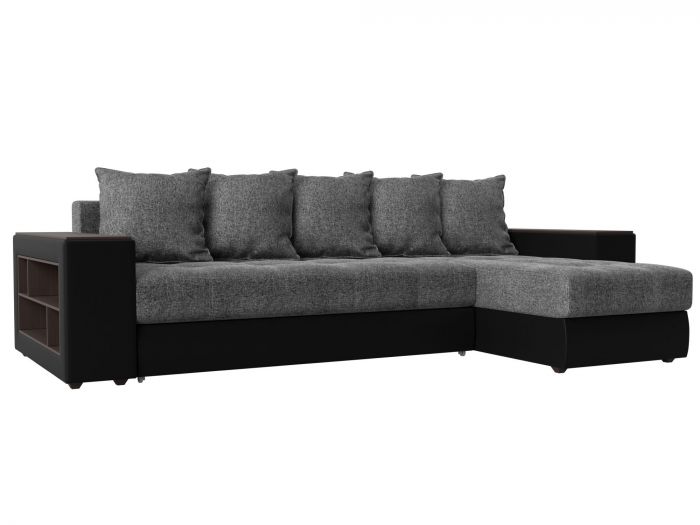 29105 Угловой диван Дубай | Рогожка | Серый | черный