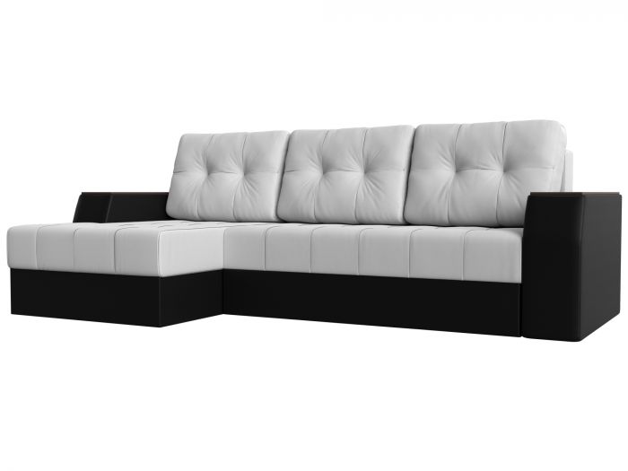 28402L Угловой диван Эмир БС левый угол | Экокожа | Белый | Черный