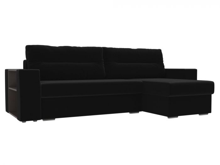 102094 Угловой диван Эридан | Микровельвет | Черный