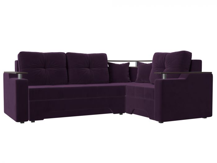 114390 Угловой диван Комфорт правый угол | Велюр | Фиолетовый