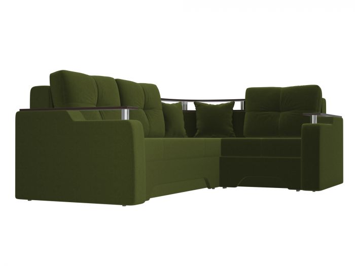 102604 Угловой диван Комфорт | Микровельвет | Зеленый