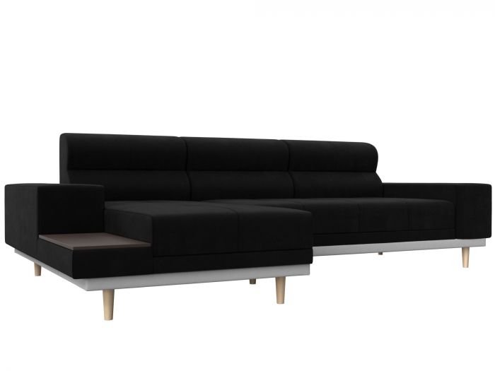 116932L Угловой диван Леонардо левый угол | Микровельвет | Черный