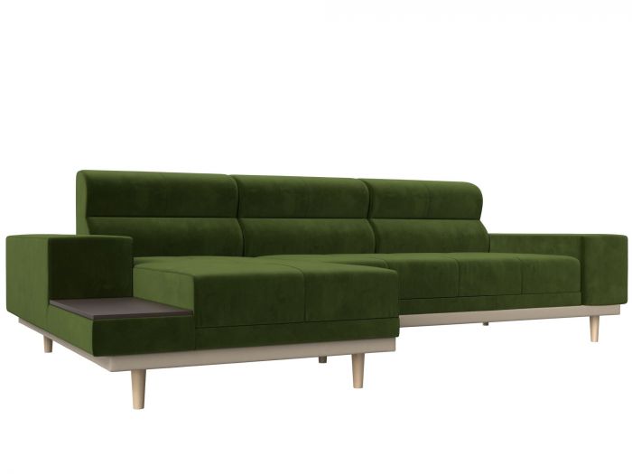 116927L Угловой диван Леонардо левый угол | Микровельвет | Зеленый