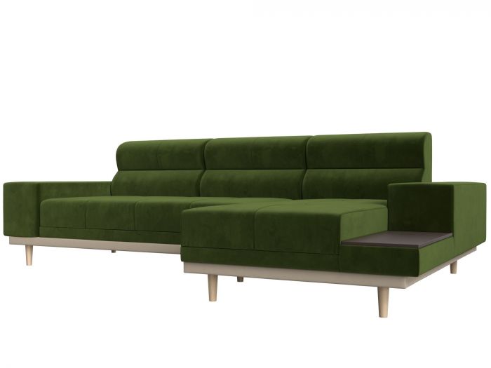 116927 Угловой диван Леонардо правый угол | Микровельвет | Зеленый